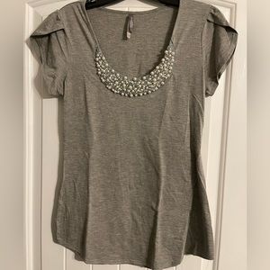 Grey blouse with embellishments